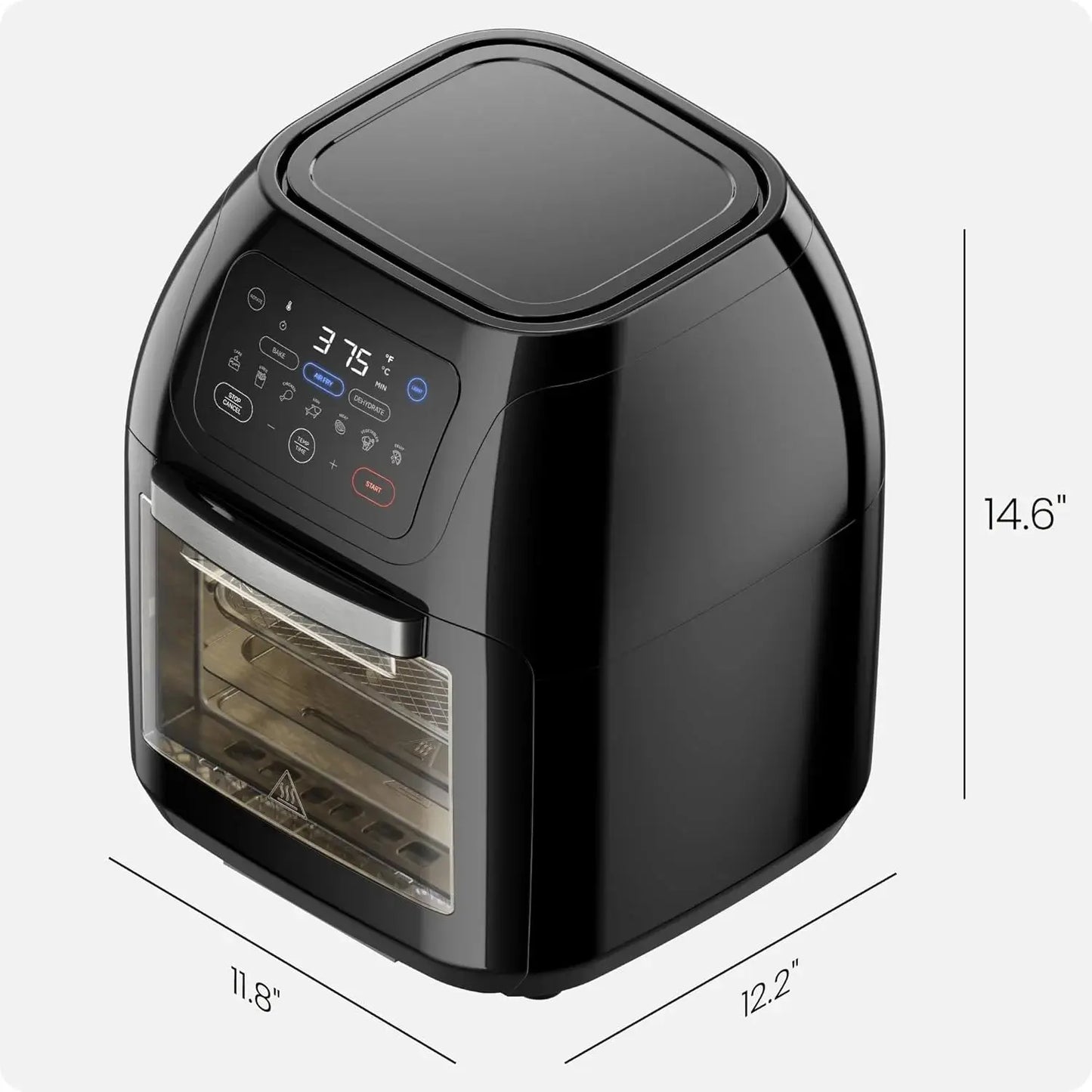 Multifunctional Digital 10 Qt. Air Fryer+ Rotisserie, Fry, Roast & Bake, 17 Presets - Black