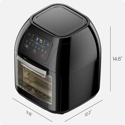 Multifunctional Digital 10 Qt. Air Fryer+ Rotisserie, Fry, Roast & Bake, 17 Presets - Black