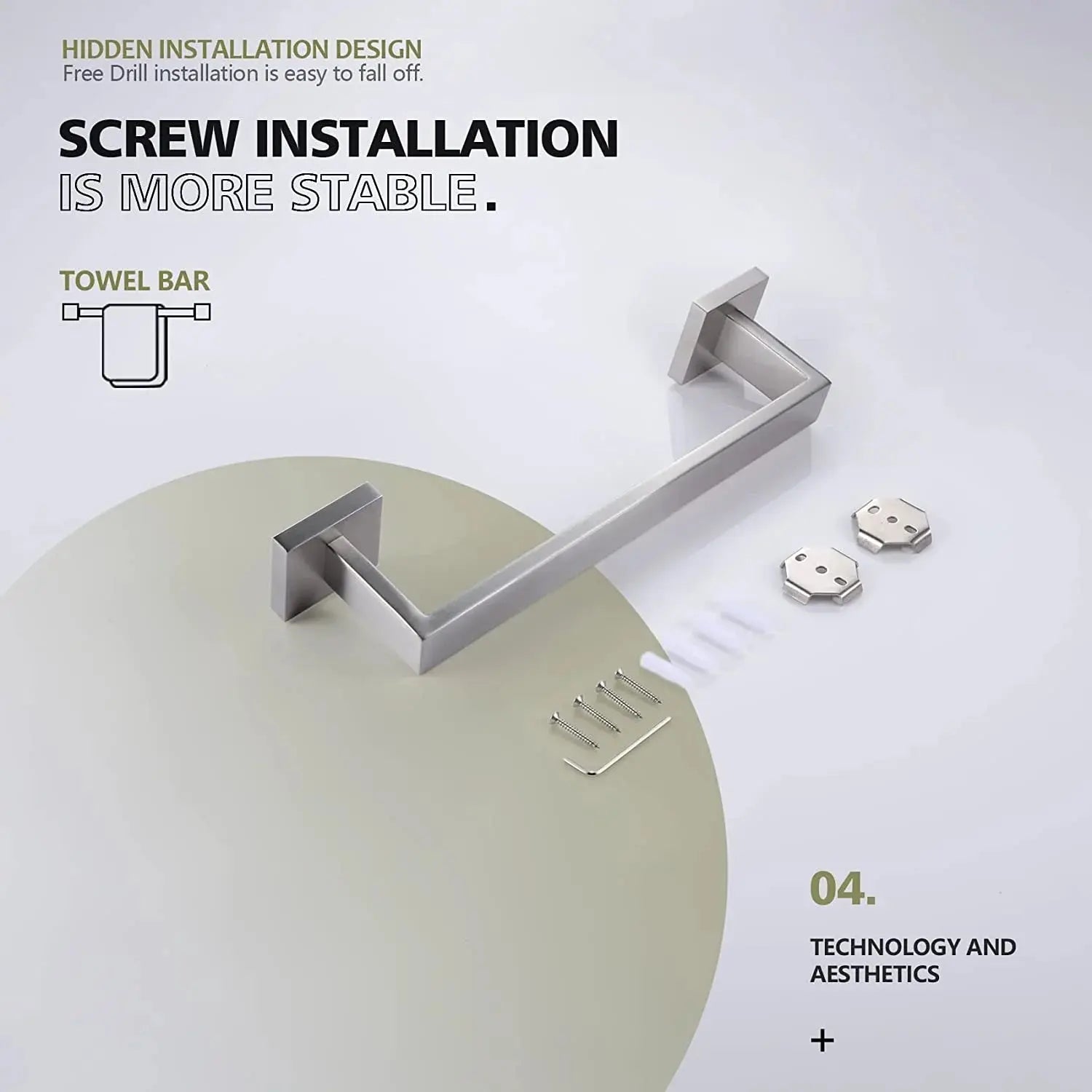 12-Inch Single Towel Bar Bathroom Kitchen Towel Holder Wall Mounted SUS304 Stainless Steel Towel Rack Brushed Nickel B4003BR-L12