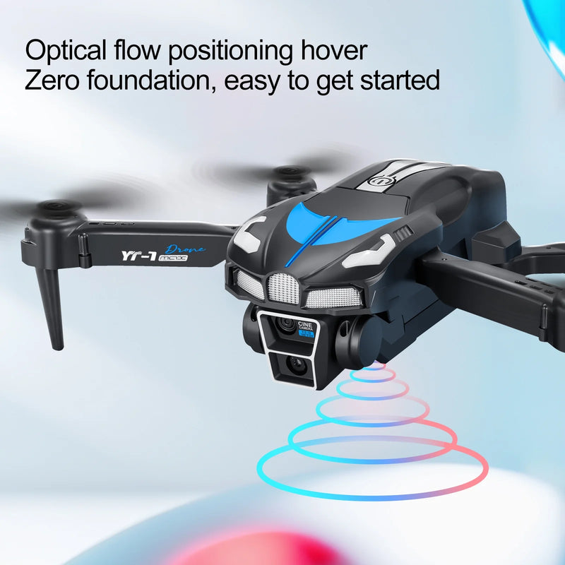 RC Drone with 4K Three Camera for Kids Adults, RC Quadcopter with LED, Path Planning, 2 Batteries, Carrying Case, Blue