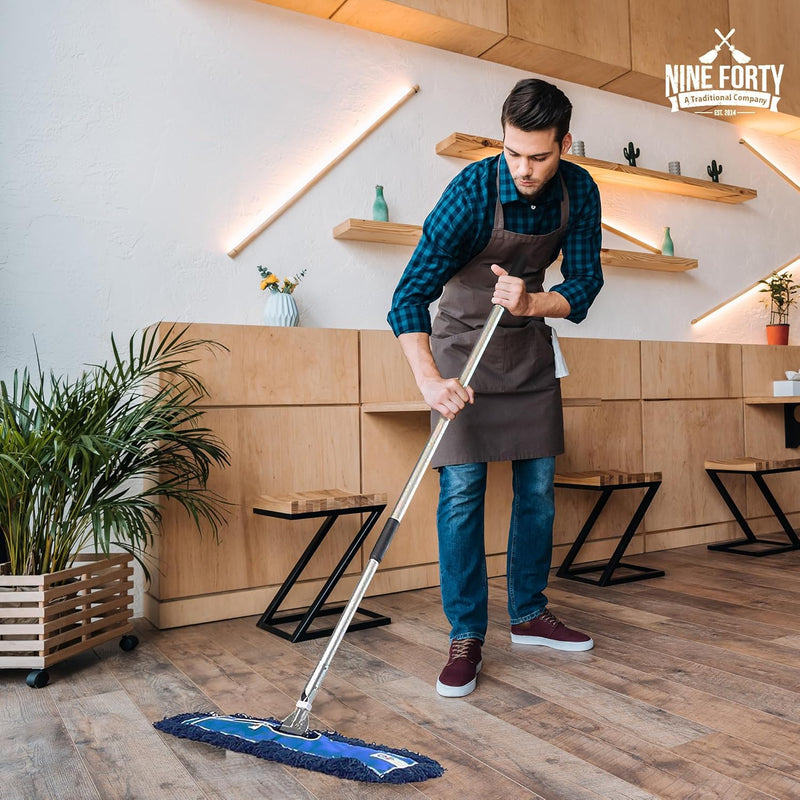 48" Premium Nylon Dust Mop- Heavy Duty Mop Head for Industrial, Commercial, and Residential Cleaning - Dry Floor Duster for Hardwood Surfaces and Commercial Applications - Blue