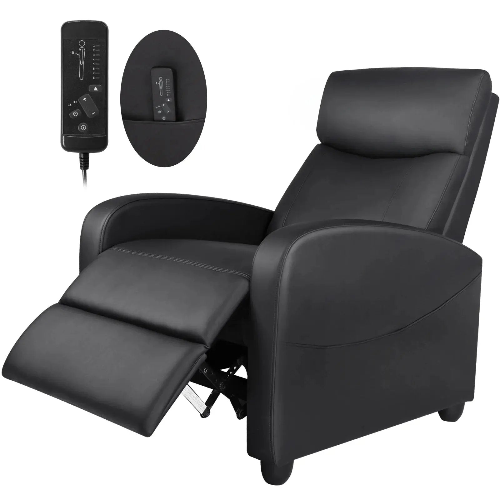 Ultimate Black Massage Recliner with Plush Seat and Soothing Backrest