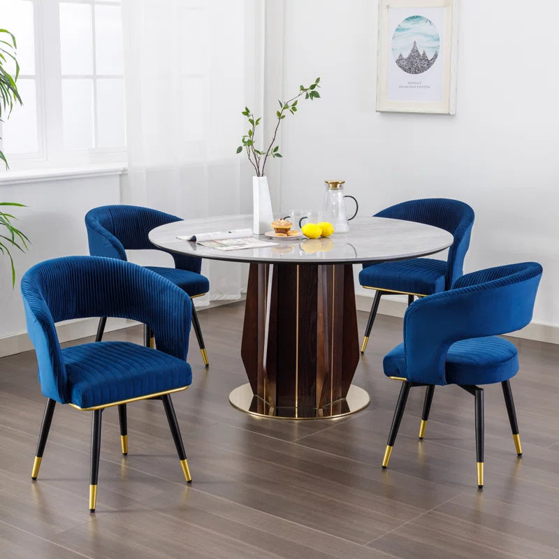 Janalyn Swivel Velvet Dining Chair Upholstered Back Arm Chair