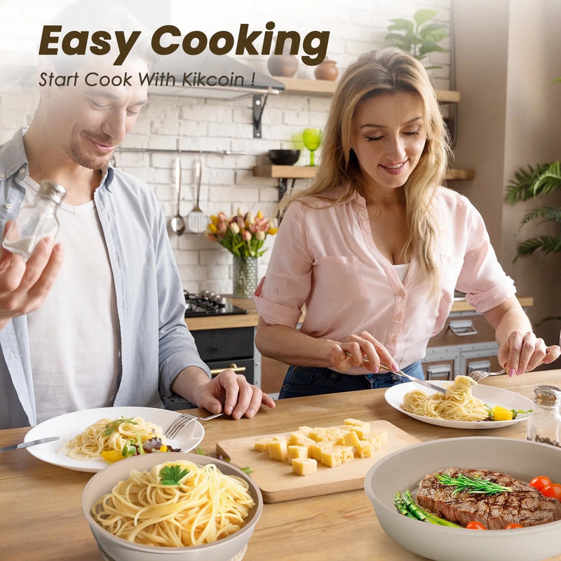 Upgrade Your Kitchen Game with This 19-Piece Non-Stick Pots & Pans Set! Safe, Stylish, and Super Versatile! 🍳✨