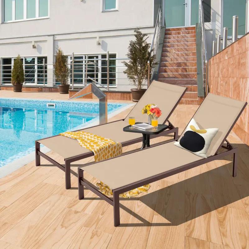 Elevate Your Relaxation Game with Our 6-Position Chaise Lounge Chairs – Durable & Stylish with Rustproof Aluminium Frame! 🛋️✨