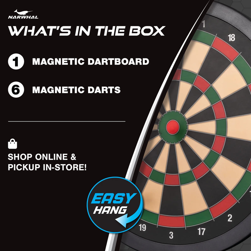 Experience Fun and Safety with the 15.5-Inch Easy Hang Magnetic Dartboard – Includes Six Magnetic Darts for Family-Friendly Play!