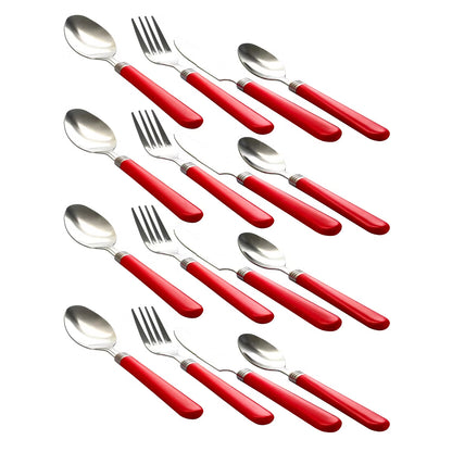 Gibson Sensations 16-Piece Stainless Steel Flatware Set with Metal Caddy - Red