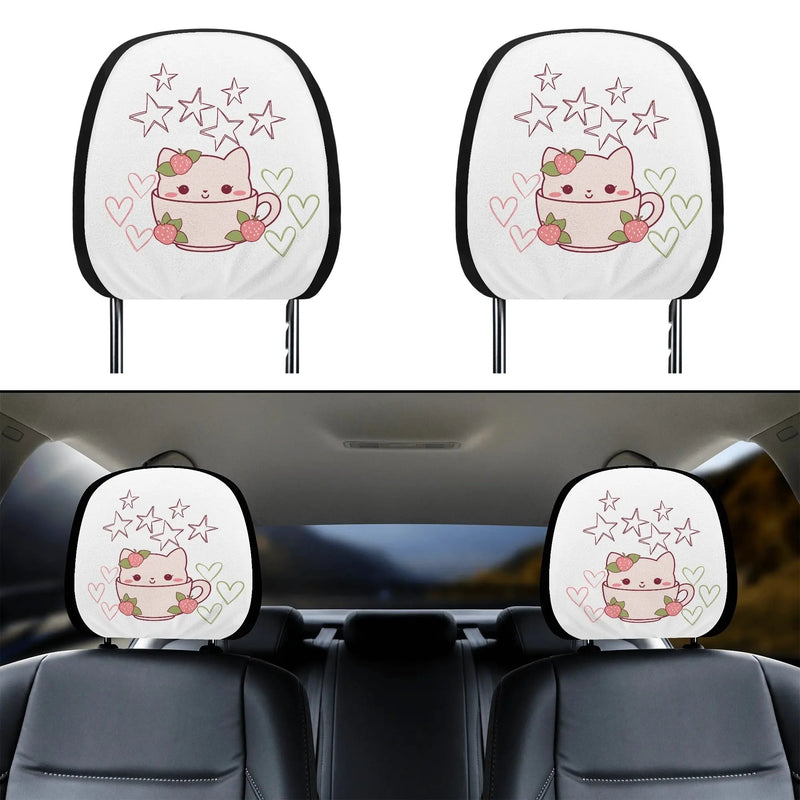 Cat a coffee Car Headrest Covers Blessings Boutique POD