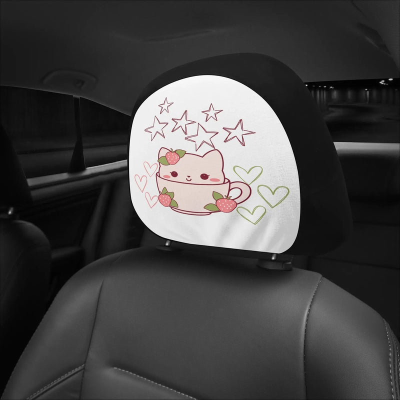 Cat a coffee Car Headrest Covers Blessings Boutique POD