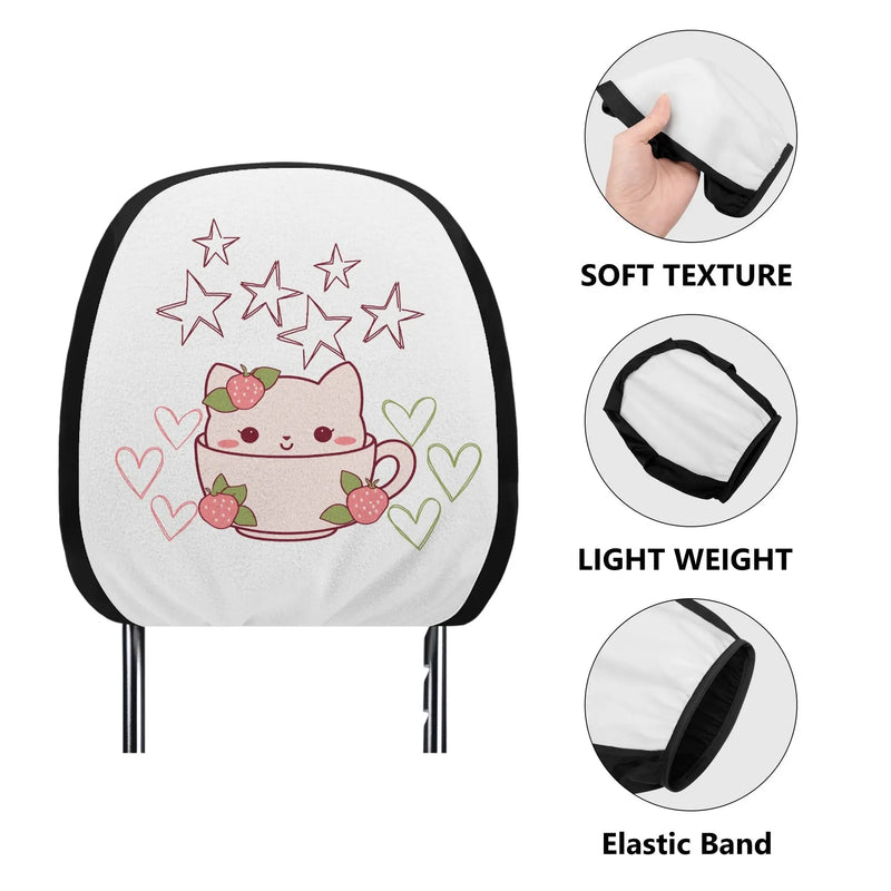 Cat a coffee Car Headrest Covers Blessings Boutique POD
