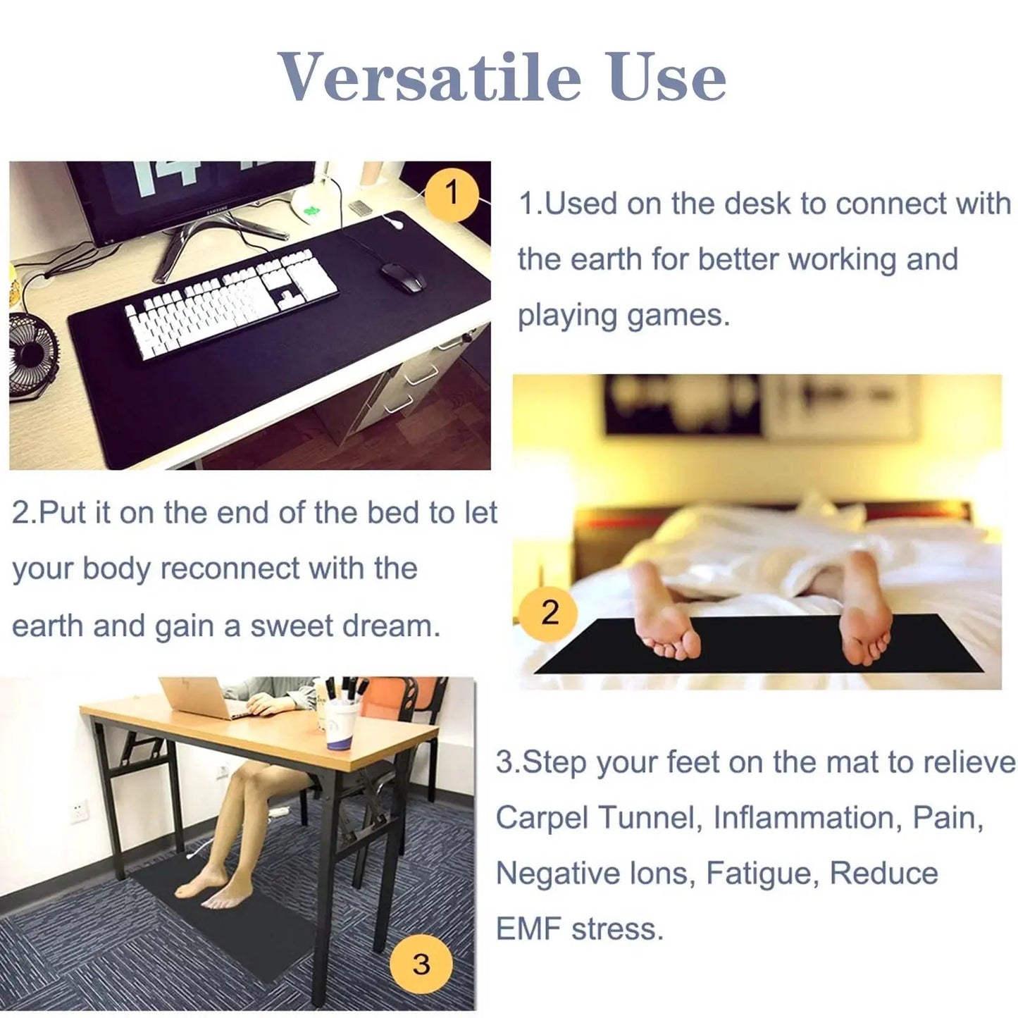 Grounding Earthing Mat,39.3X11.8 Inch/11.8X9.8 Inch, Universal Use for Desk, Foot, Bed Mat by ,Improves Sleep,Reduces Inflammation,Pain,Anxiety