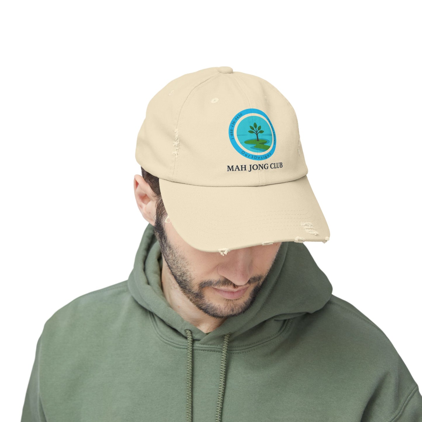 Unisex Distressed Cap - Mah Jong Club Hat for Casual Wear