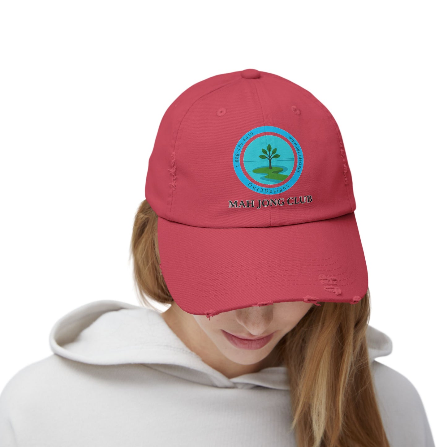 Unisex Distressed Cap - Mah Jong Club Hat for Casual Wear