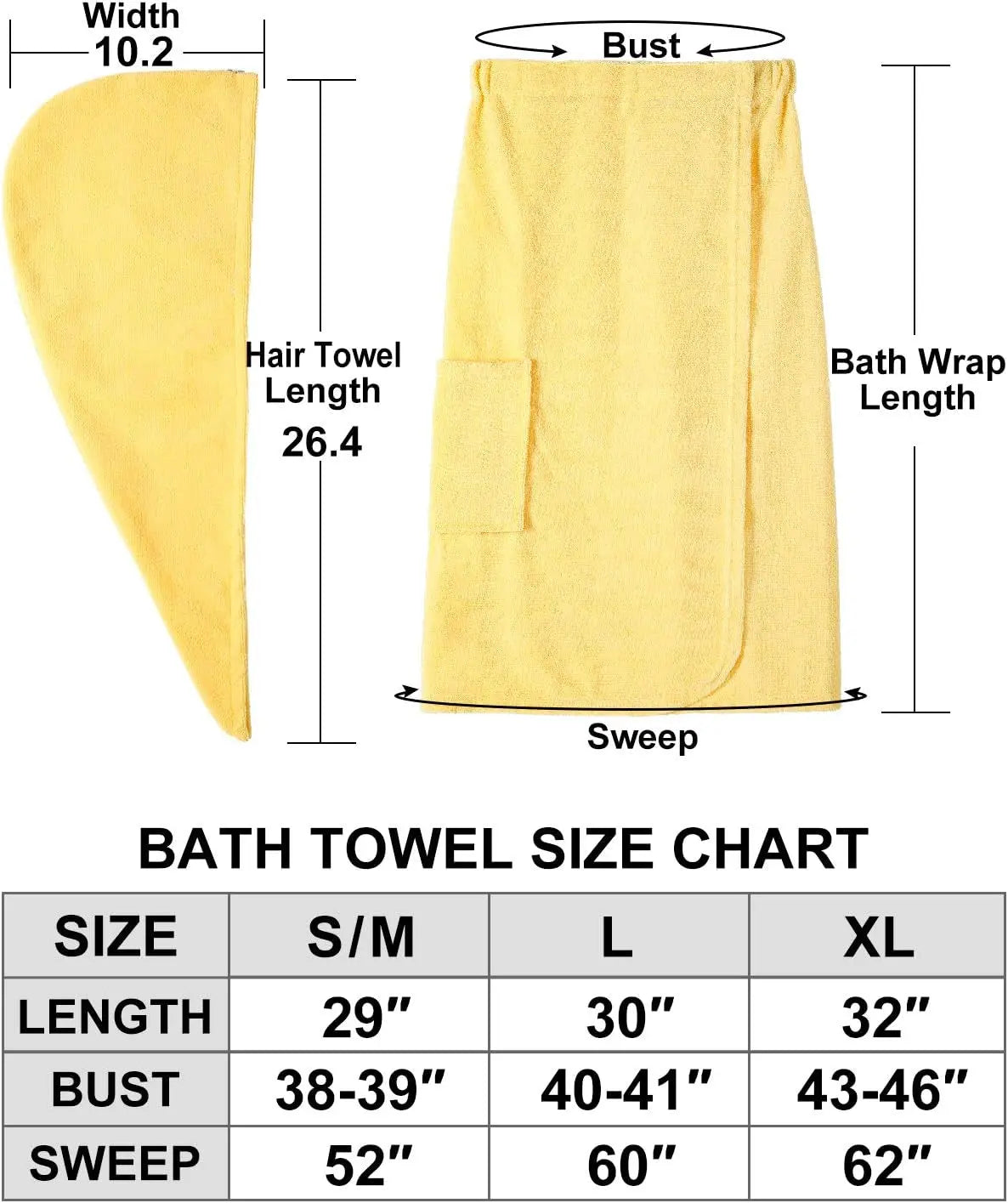 Women'S Spa Wrap & Hair Towel Body Wrap Adjustable Closure Bathrobe