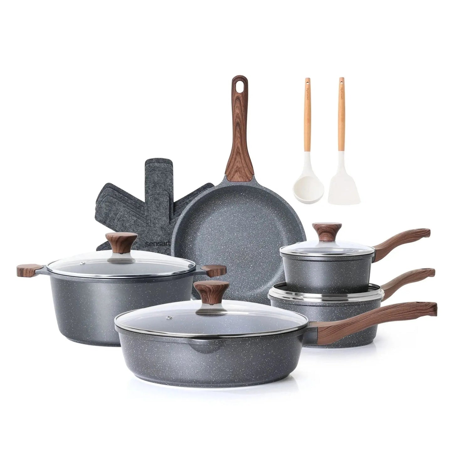 Upgrade Your Kitchen Game with Our 17-Piece Ceramic Nonstick Cookware Set! 🍳✨ Perfect for Healthier Cooking! #KitchenEssentials #HealthyCooking