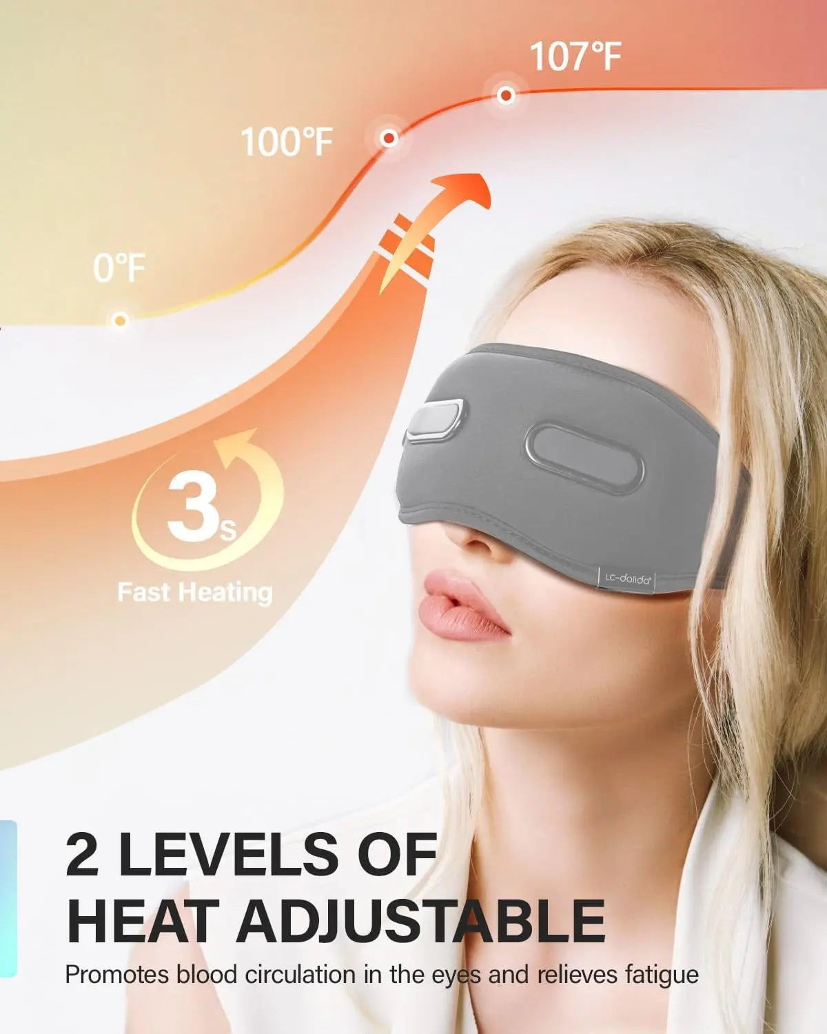 Eye Massager with Heat Eligible Migraine Relief Heated Eye Mask Vibration Migraines Device Compression Music Massager Reduce Dry Eye Improve Sleep Gifts for Women Men (Grey)