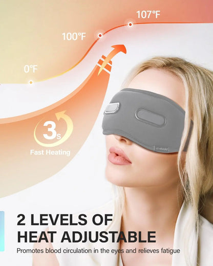 Eye Massager with Heat Eligible Migraine Relief Heated Eye Mask Vibration Migraines Device Compression Music Massager Reduce Dry Eye Improve Sleep Gifts for Women Men (Grey)