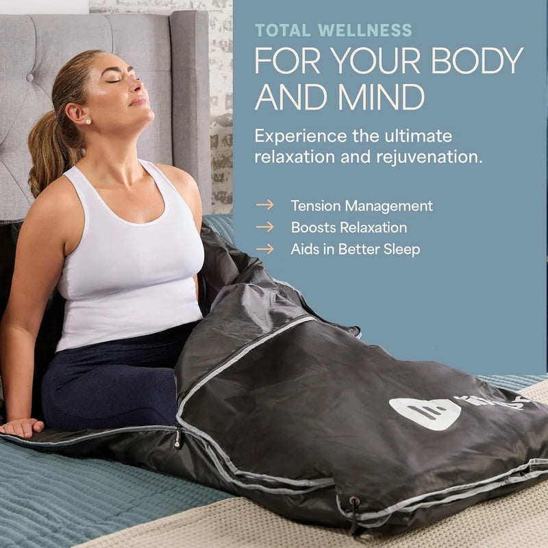 Bioremedy Portable Far-Infrared Sauna Blanket for Weight Loss and Detox - Black