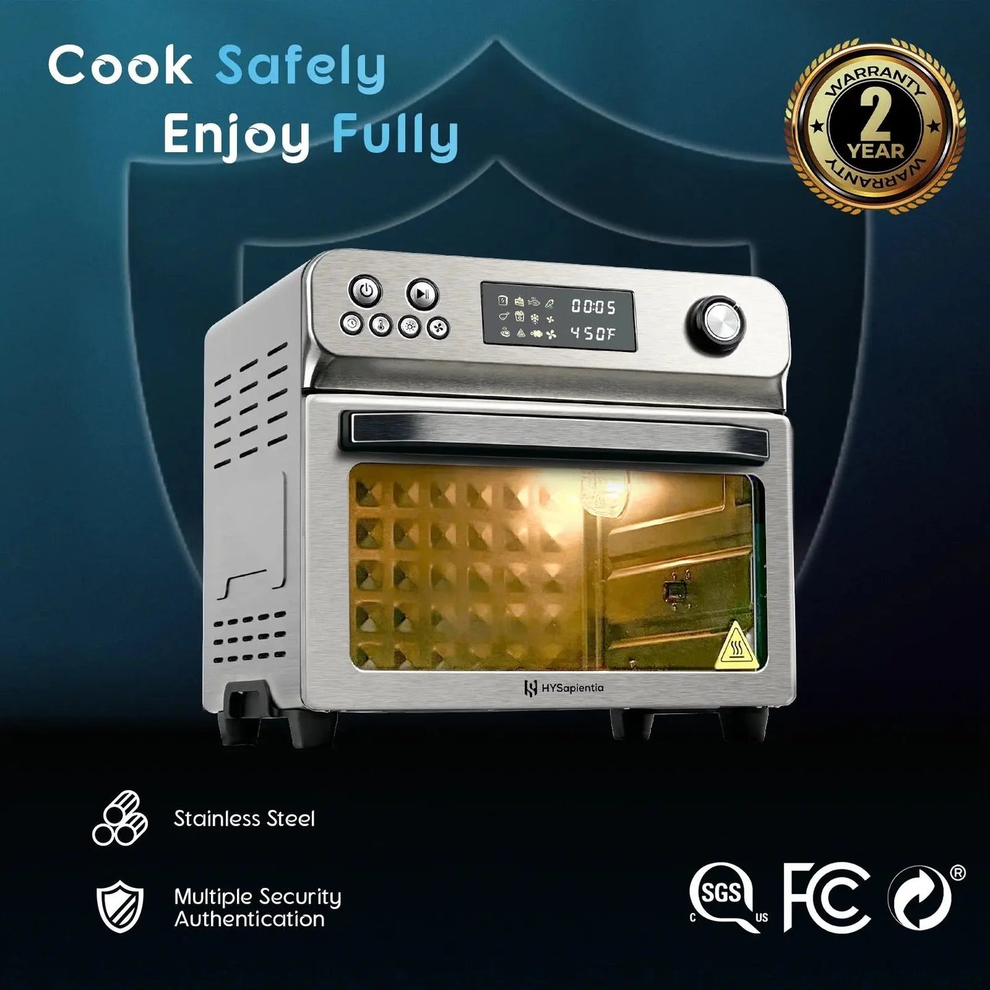 26QT 10-in-1 Stainless Steel Air Fryer Oven with Rotisserie - 1800W Convection Toaster Oven Combo, Easy to Clean Mini Toaster Oven