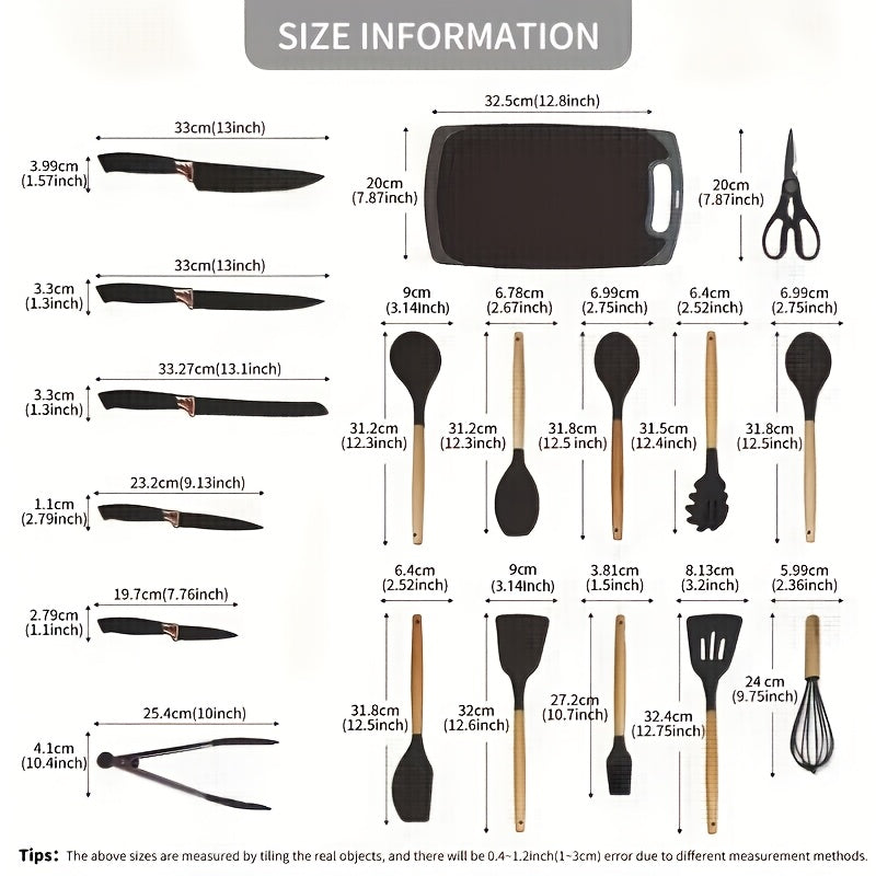 19pcs Non-Stick Silicone Cookware Set