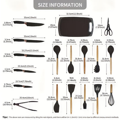 19pcs Non-Stick Silicone Cookware Set