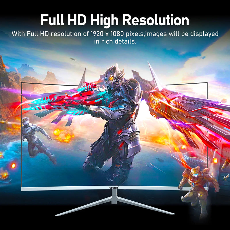 27-Inch Curved Gaming Monitor with 100Hz Refresh Rate and Built-In Speakers - FHD 1080P, Frameless Design in Elegant White