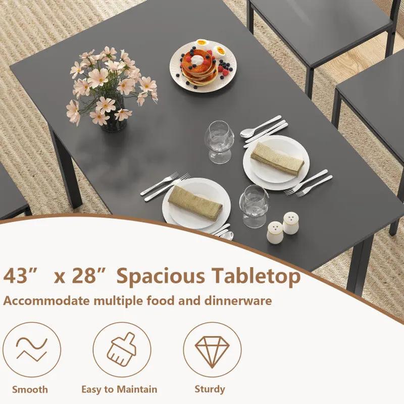 Stylish 5-Piece Industrial Dining Table Set for 4 – Perfect for Modern Kitchens