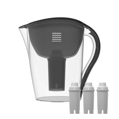 Ultra Premium Alkaline Water Pitcher 3.5L Capacity Includes 3 Filters Black