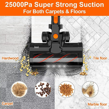 Cordless Stick Vacuum Cleaner, 25Kpa Powerful 6-in-1 Rechargeable Model with 2500mAh Battery for Up to 45 Minutes Runtime, 300W Brushless Motor Ideal for Pet Hair on Hard Floors and Carpets