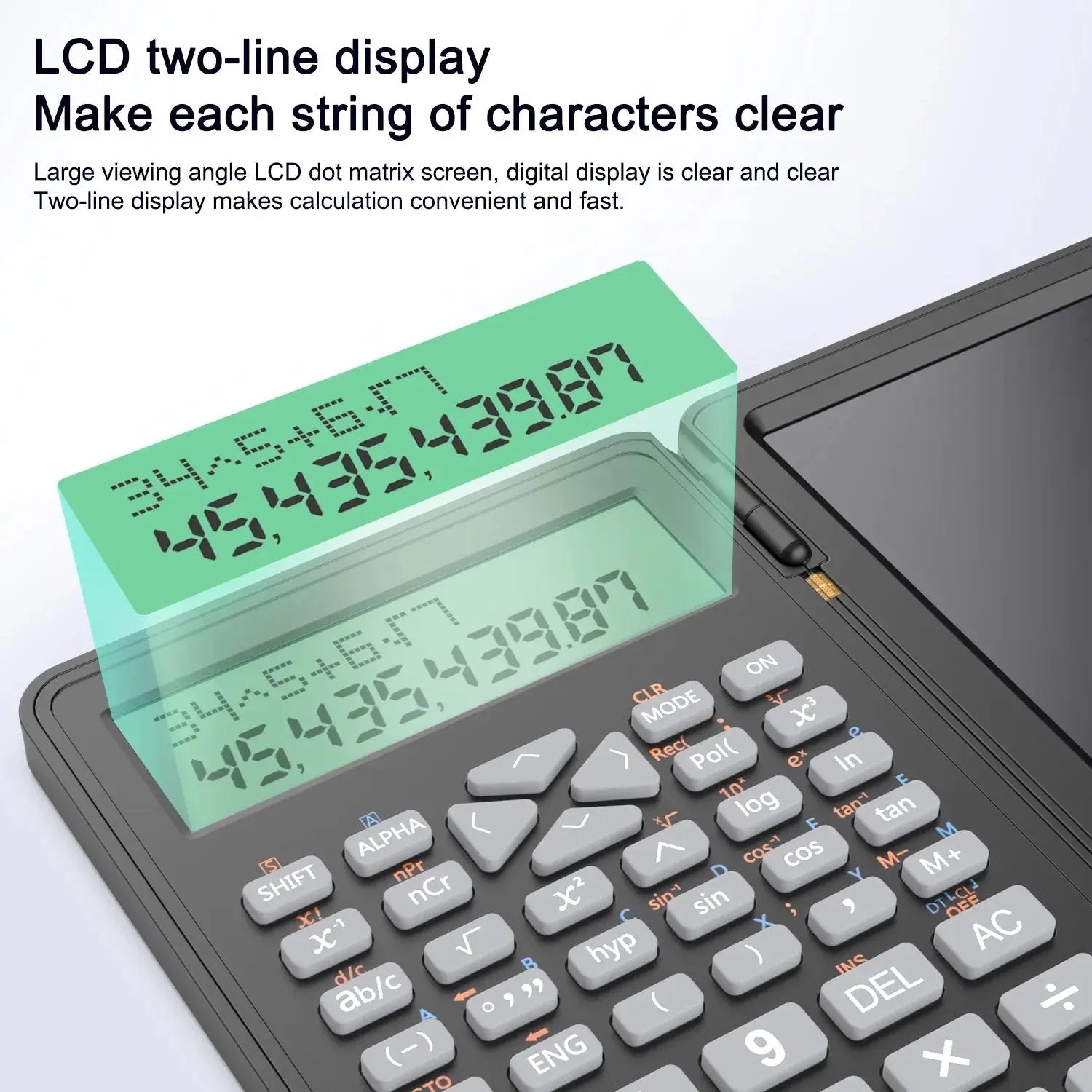 Versatile Scientific Calculator with Erasable Writing Board - 10-Digit LCD, Foldable Design for Students, Finance, Office, and Engineering Use