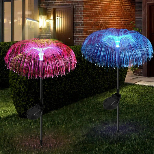 Outdoor Solar Flower Lights Garden, Waterproof Solar Yard Lights Decorative, 7 Color Changing Solar Powered Stake Light for Pathway Patio Lawn Christmas Decor, 2 PCS
