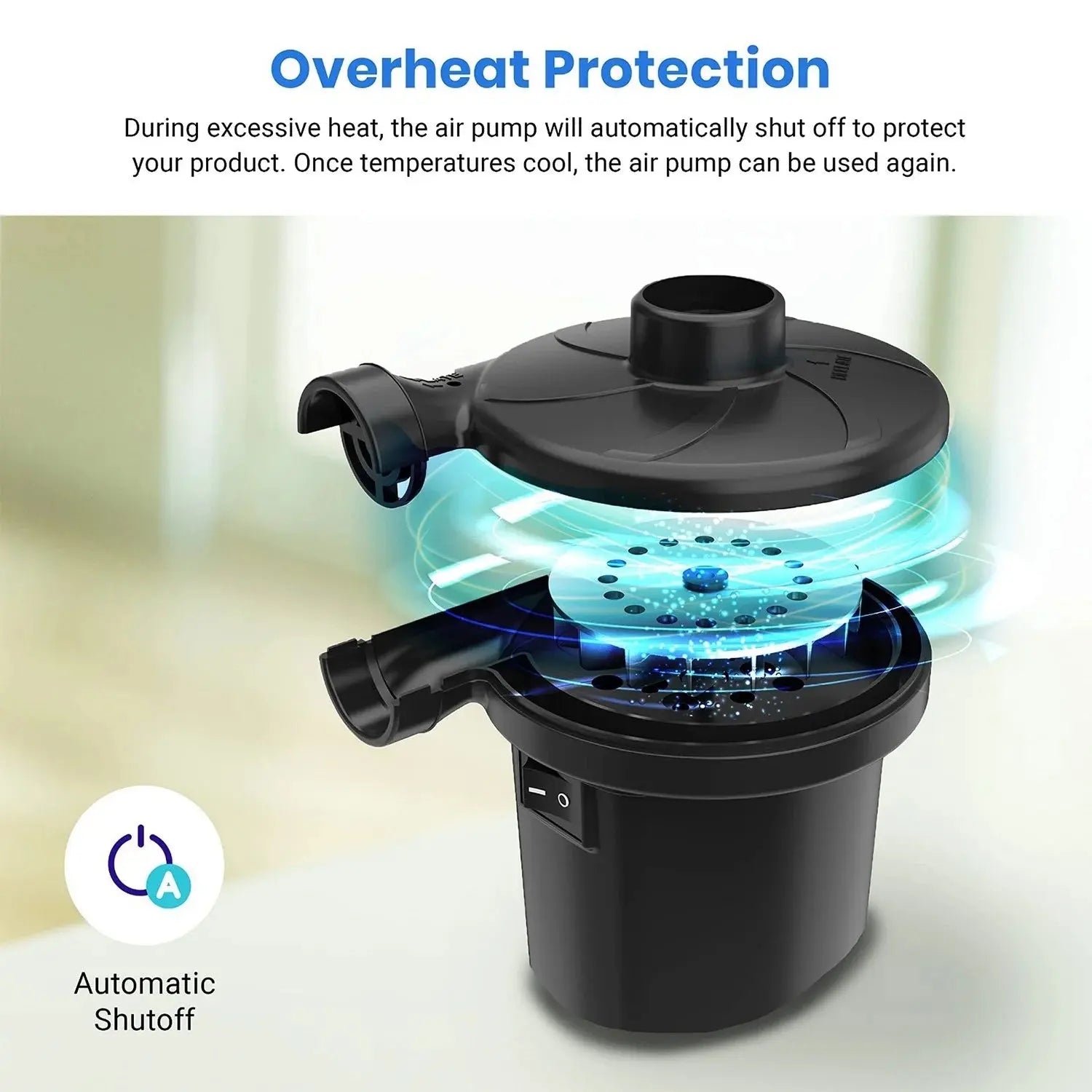 Electric Air Pump Air Mattress Portable Pump for Inflatables Couch, Pool Floats, Blow up Pool Raft Bed Boat Toy, Quick-Fill AC Inflator Deflator with 3 Nozzles, One Size, Black