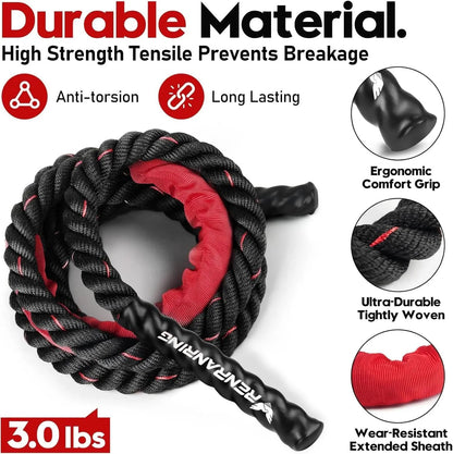 Ultimate Weighted Jump Rope for Men & Women - 3Lb, 4Lb, 5Lb Heavy Skipping Rope for Strength, Muscle Building & Home Gym Fitness