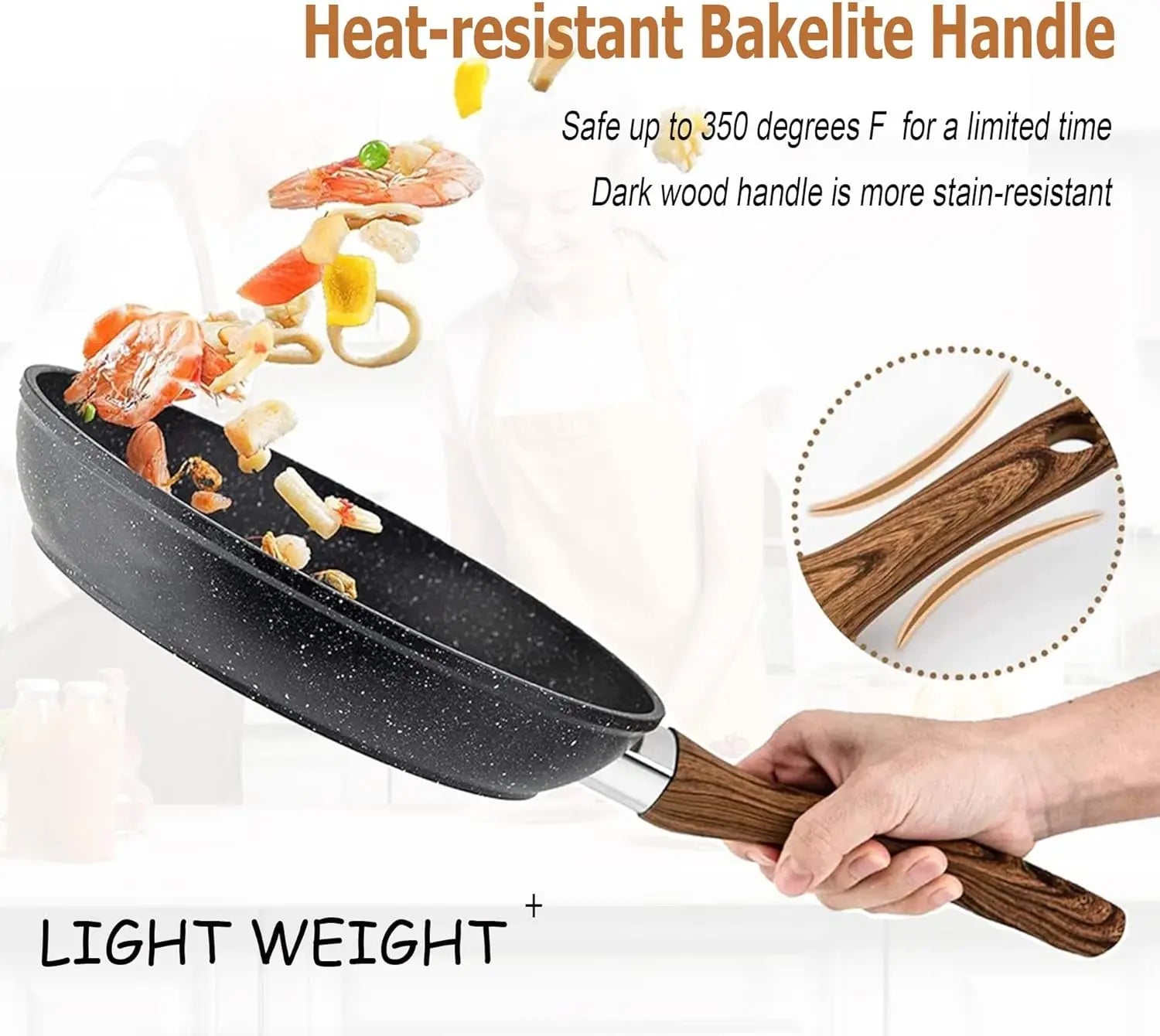 Induction Cookware Set-17 Piece Non-Stick Cooking Pan Set, Black Granite Pots and Pans Set