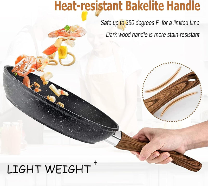Induction Cookware Set-17 Piece Non-Stick Cooking Pan Set, Black Granite Pots and Pans Set