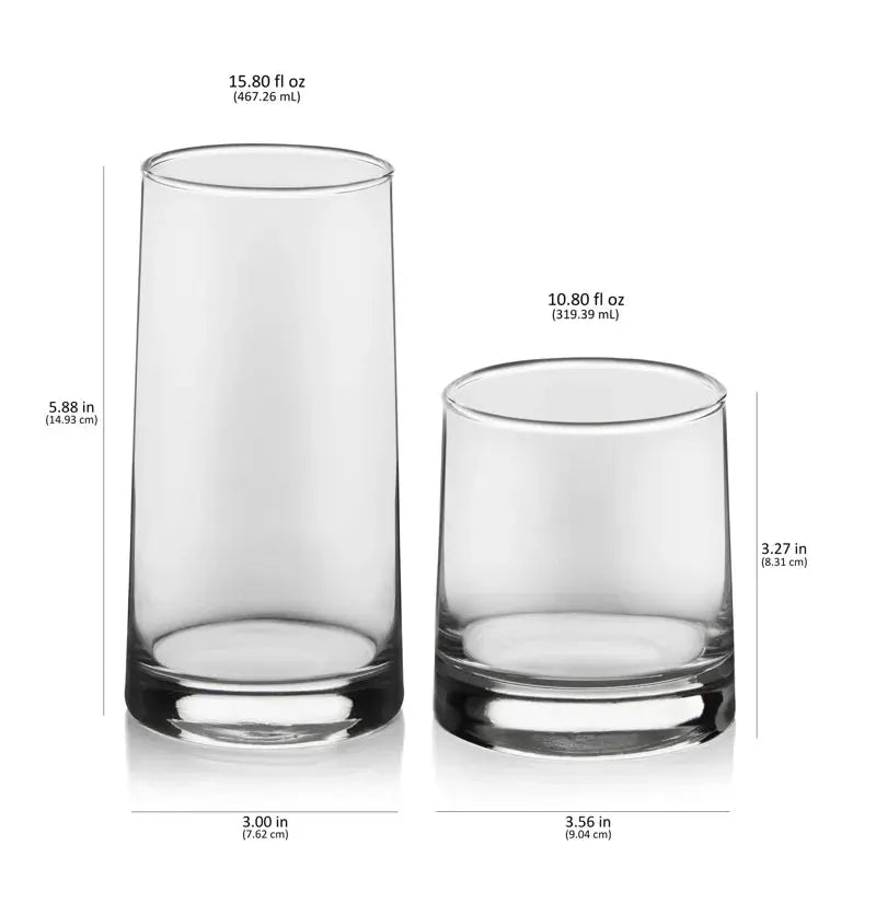 Sip Happens: The Cabos 16-Piece Tumbler and Rocks Glass Set for Your Everyday Cheers!