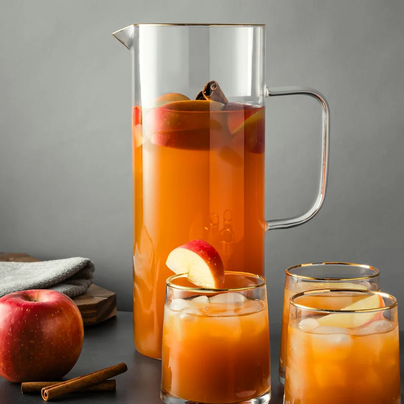 5-Piece Gold Rim Pitcher and 9Oz Drinking Glass Set