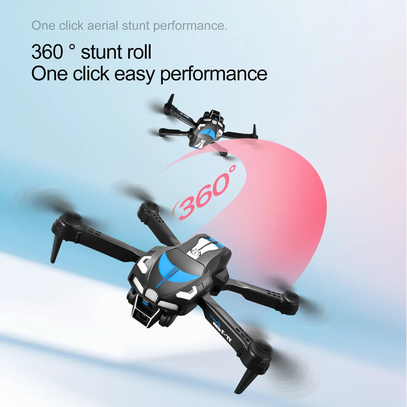 RC Drone with 4K Three Camera for Kids Adults, RC Quadcopter with LED, Path Planning, 2 Batteries, Carrying Case, Blue