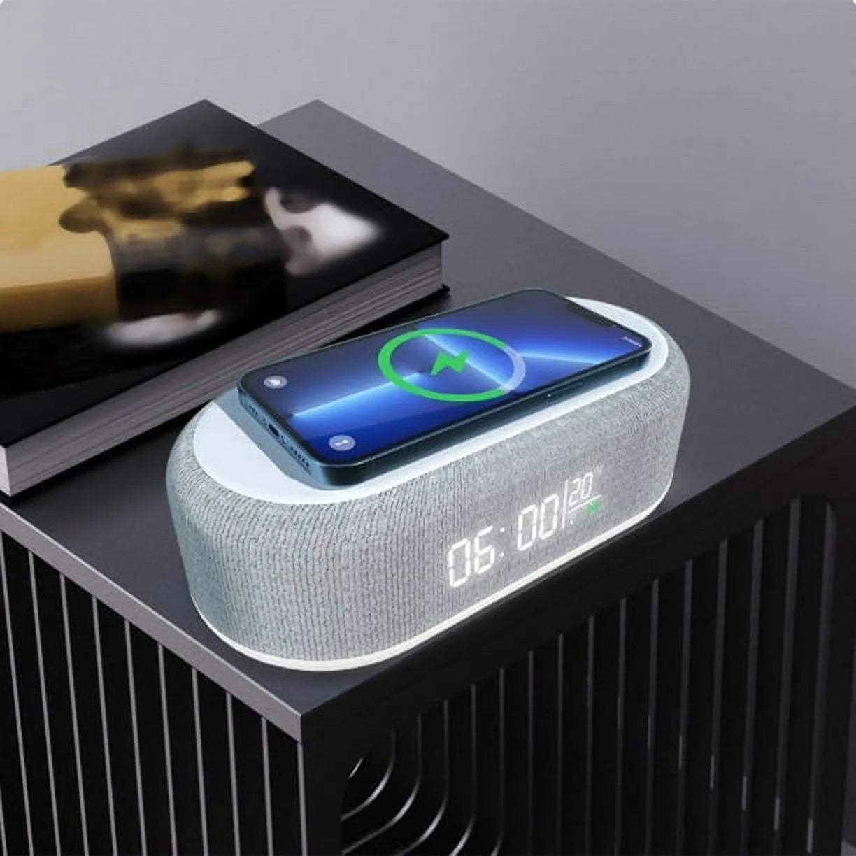 4-in-1 Digital Alarm Clock & Fast Wireless Charger - Dual Alarm, USB Charging, Countdown Timer & RGB Mode for Heavy Sleepers