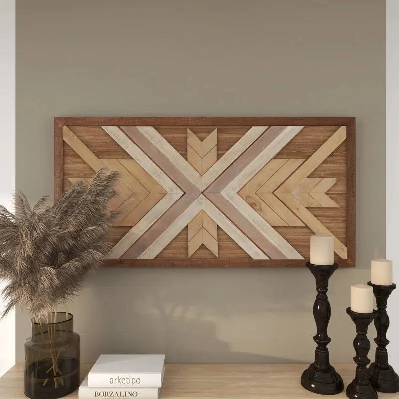Artisan-Made Southwestern Geometric Wooden Wall Decor for Charming Home Accents