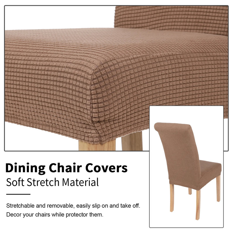 4 Pack Chair Covers for Dining Room, Stretch Chair Protector Slipcovers, Camel