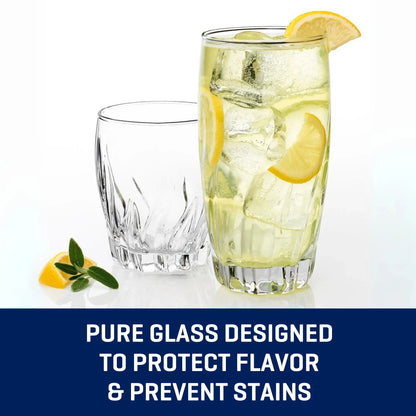 (3 Pack)  12 Piece Radiant Drinking Glasses Set, 16 Oz & 12 Oz Clear Glasses