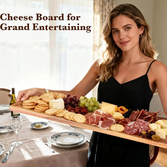 Extra Large Charcuterie Board 36 Handcrafted Wood Grazing Tray with Ergonomic Handles for Entertaining BBQs Parties and Special Occasions