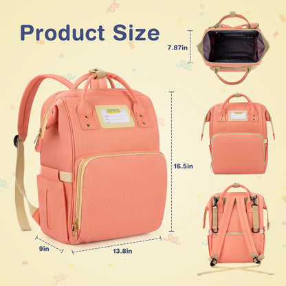 Stylish Pink Diaper Bag Backpack - Multifunctional Baby Changing Bag with Insulated Pockets and Stroller Straps for Ultimate Convenience