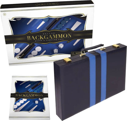 Backgammon Bonanza: The 18-Inch Battle of Wits in a Fancy Blue Suitcase – Perfect for Adults, Kids, and Competitive Cats!