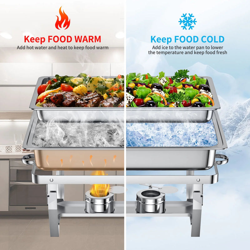 Elevate Your Events with Our 4-Pack 8QT Stainless Steel Chafing Dish Set! Perfect for Buffets, Weddings, and Parties!