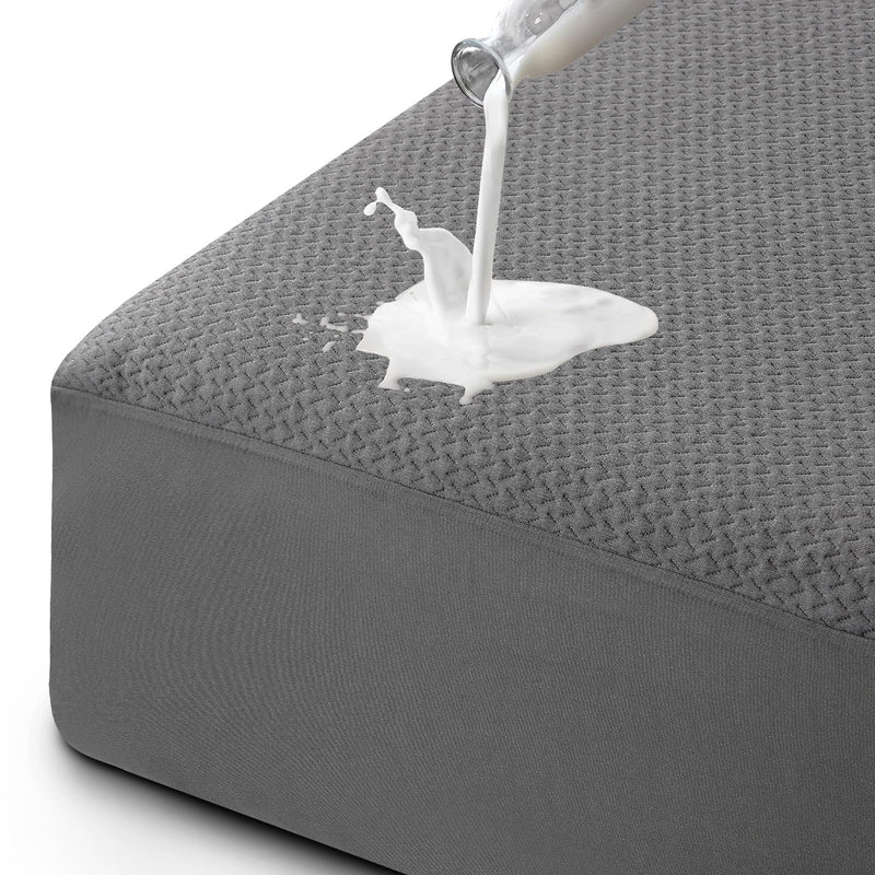 100% Waterproof Mattress Protector Twin Size Premium Viscose from Bamboo 3D Air Cooling Mattress Pad Cover for Bed Ultra-Soft Breathable Noiseless with 8''-21'' Deep Pocket (Dark Gray, Twin)
