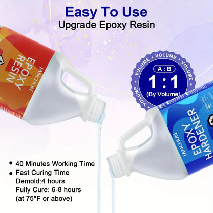 JANCHUN 1 Gallon Super Clear Epoxy Resin Kit No Bubble High Gloss for Art Resin Fast Cure Resin Epoxy for Jewelry Making  River Table Tops DIY Tumblers Molds Art Wood Painting Our3Designs