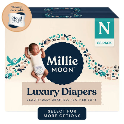 Experience Unmatched Softness and Leak Protection with Millie Moon Luxury Size 1 Diapers - 100 Count for Ultimate Baby Comfort!