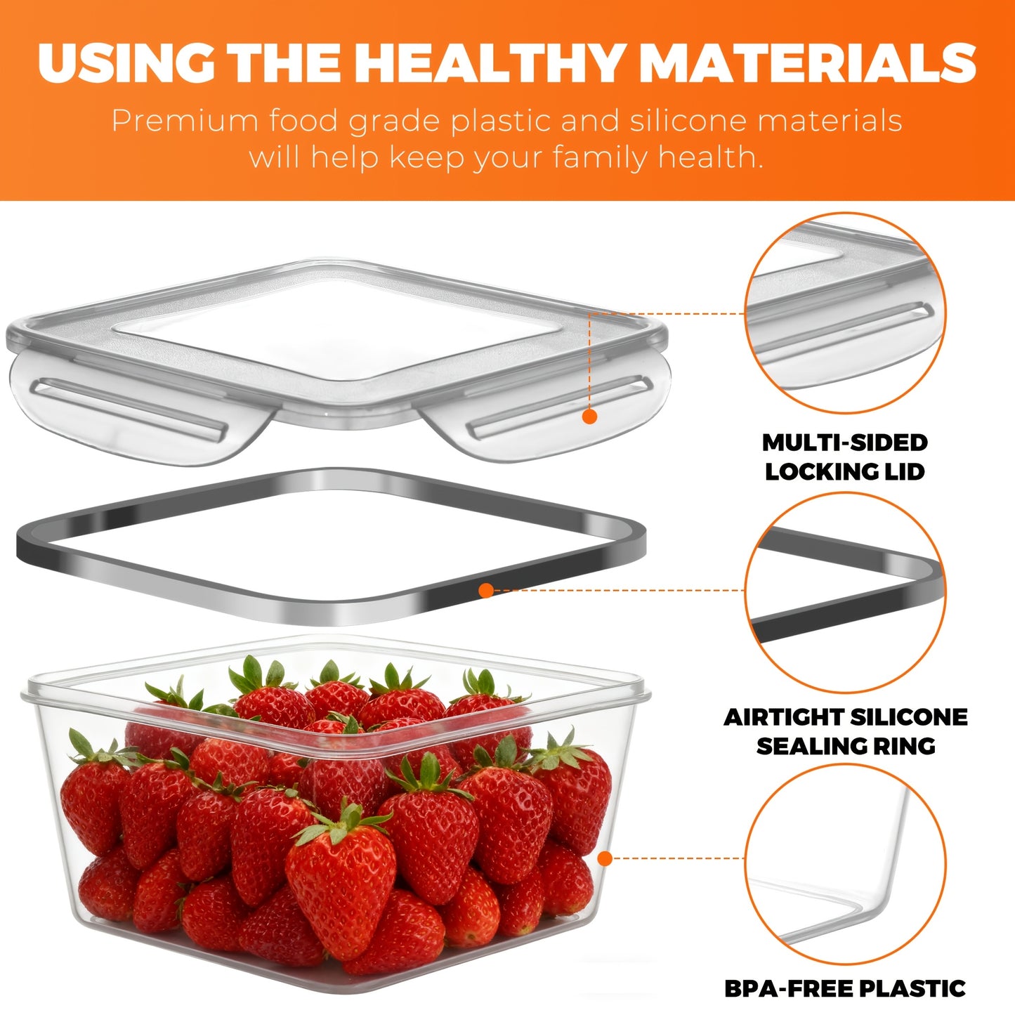 24 pcs Includes 12 Containers, 12 LidsDeluxe Food Storage Container Set